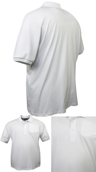 Erkek Büyük Beden 115 - 155 Kilo Arası Uygun Bedenli Likralı Pike Polo Yaka Cepli Tişört - 9