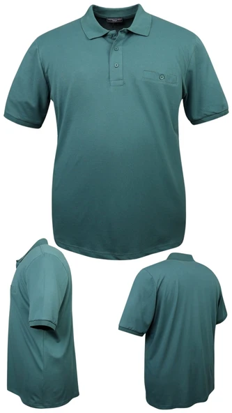 Erkek Büyük Beden 115 - 155 Kilo Arası Uygun Bedenli Likralı Pike Polo Yaka Cepli Tişört