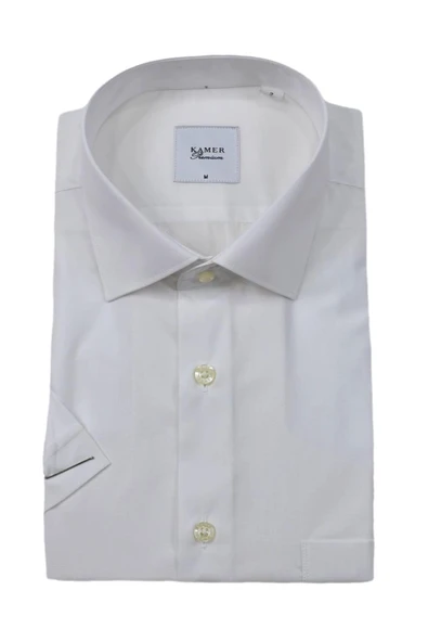 Erkek Klasik Düz Renk Kısa Kol Gömlek Pamuklu 9400 BGL-ST04582 - Resim 5