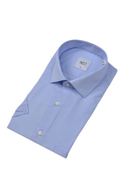 Erkek Klasik Düz Renk Kısa Kol Gömlek Pamuklu 9400 BGL-ST04582 - Resim 2