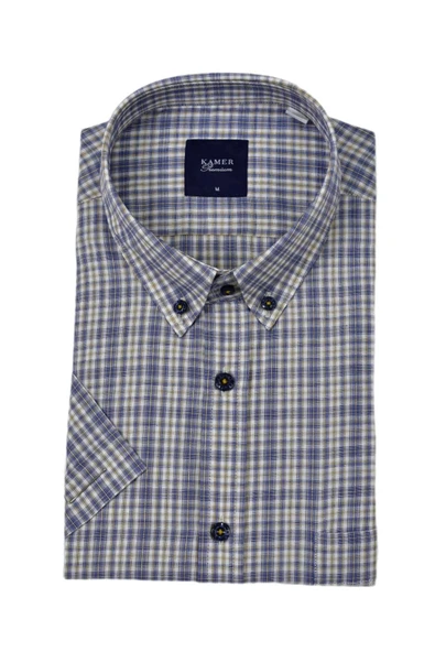 Erkek Klasik Ekose Kısa Kol Gömlek 9470 BGL-ST04578 - Resim 5