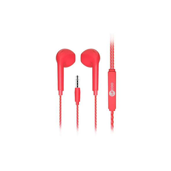Lenovo Lecoo EH104 Kablolu 3.5mm Jacklı Kulak İçi Mikrofonlu Kulaklık Kırmızı