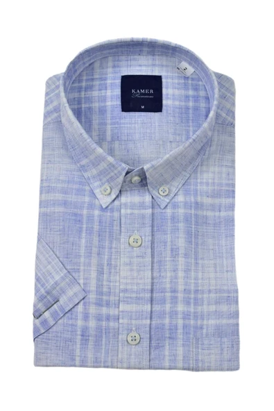 Erkek Klasik Ekose Kısa Kol Gömlek 9345 BGL-ST04583 - Resim 5