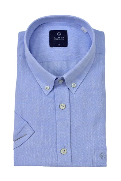 Erkek Klasik Kısa Kol Gömlek Pamuklu 9415 BGL-ST04581 - Resim 4