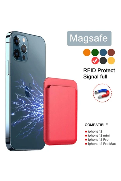 İphone Serisi için Magsafe Uyumlu Deri Cüzdan Kılıf - Resim 3