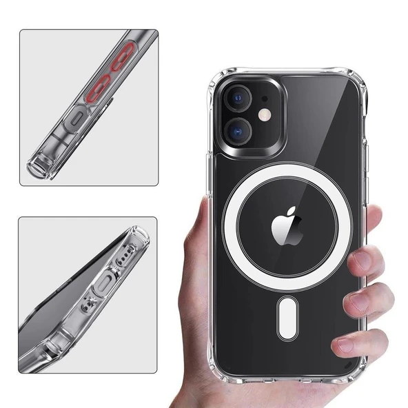 İphone 12 Pro Max Dayanıklı Manyetik Şeffaf Kılıf (MagSafe Uyumlu) - 2