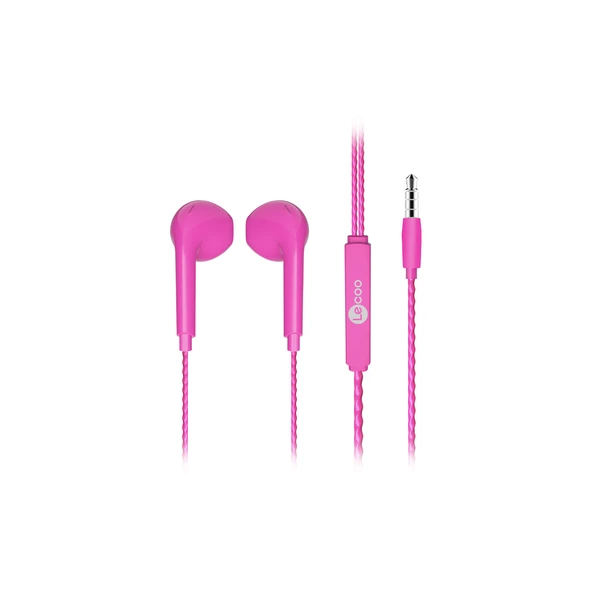 Lenovo Lecoo EH104 Kablolu 3.5mm Jacklı Kulak İçi Mikrofonlu Kulaklık Pembe - Resim 3