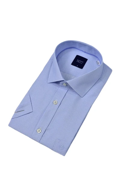 Erkek Klasik Piti Kare Kısa Kol Gömlek 9399 BGL-ST04577 - Resim 4