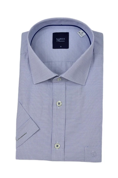 Erkek Klasik Kuşgözü Desen Kısa Kol Gömlek 9404 BGL-ST04573 - Resim 6