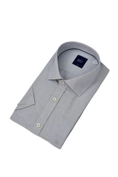 Erkek Klasik Kuşgözü Desen Kısa Kol Gömlek 9404 BGL-ST04573 - Resim 3