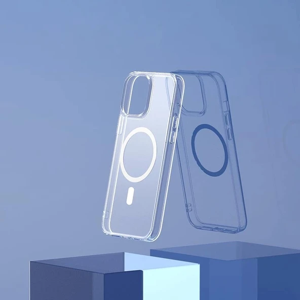 iPhone 13 Pro Max Magsafe Kablosuz Şarj Destekli Manyetik Şeffaf Koruyucu Kılıf ürün görseli