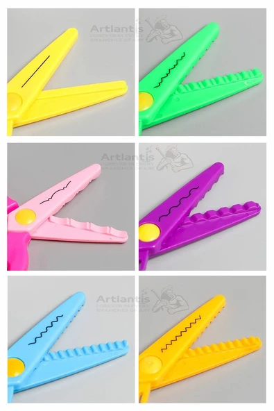 Şekilli Makas Plastik 6 lı 1 Paket Değişebilen Desenli Tırtıklı Makas Güvenli Plastik Çocuk Şekil Makas Okul Öncesi - 4