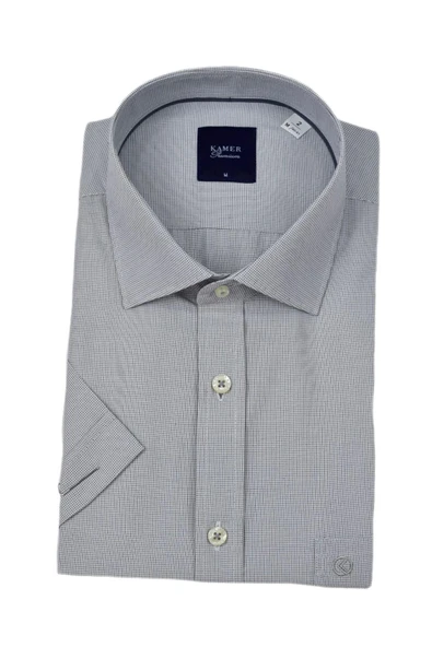 Erkek Klasik Kuşgözü Desen Kısa Kol Gömlek 9404 BGL-ST04573 - Resim 5