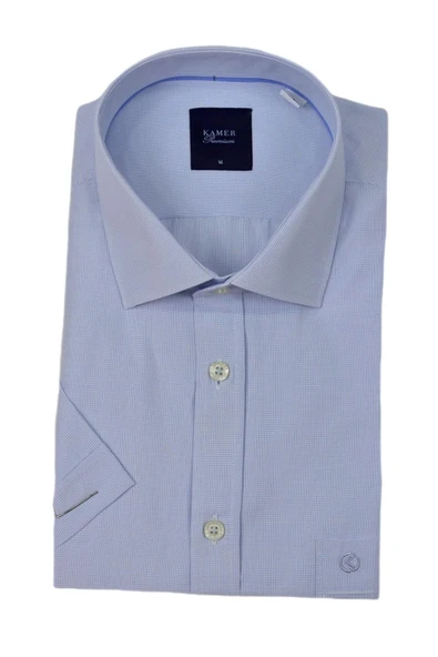 Erkek Klasik Kuşgözü Desen Kısa Kol Gömlek 9404 BGL-ST04573 - Resim 7