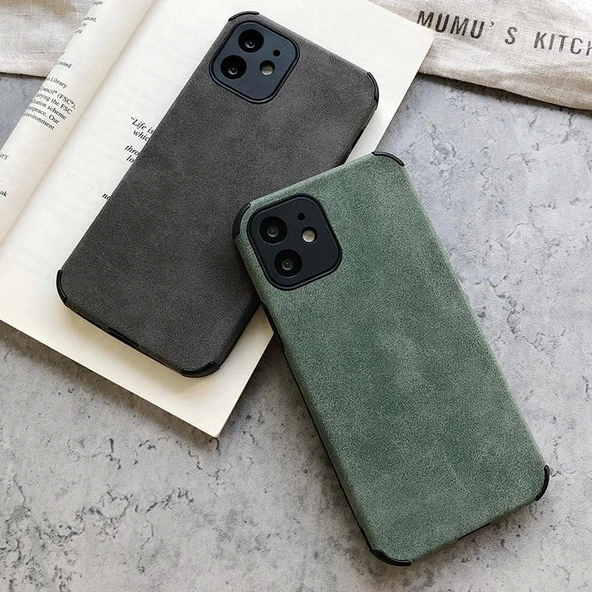 İphone 13 Pro Köşe Korumalı Antik Deri Telefon Kılıfı
