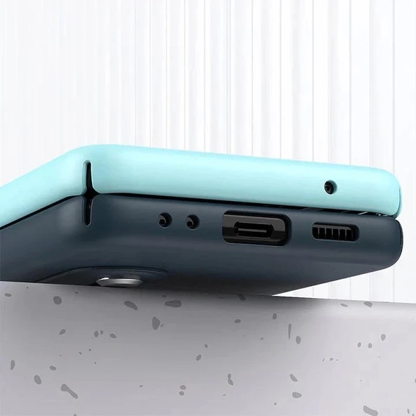 Samsung Galaxy Z Flip 3 Katlanır 2 Renkli Parmak Tutuculu Deri+Silikon Kılıf - Resim 5