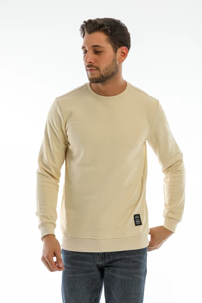 Bisiklet Yaka Basic Sweatshirt Slim Fit 2 iplik Esnek Kumaş