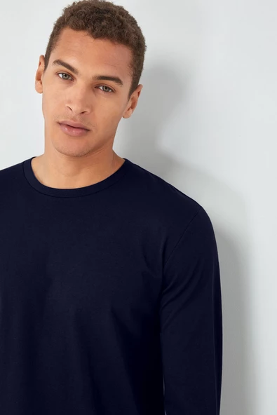 Bisiklet Yaka Basic Sweatshirt Slim Fit 2 iplik Esnek Kumaş - 3