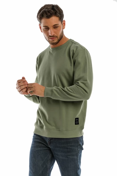 Bisiklet Yaka Basic Sweatshirt Slim Fit 2 iplik Esnek Kumaş