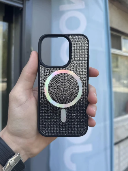 İphone 14 Kılıf Diamont MagSafe Hologramlı Kapak