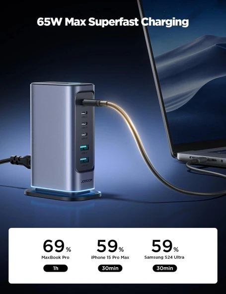 Joyroom JR-TCM02 65W 6 İn 1 Masa Üstü Şarj Adaptörü Ve Standı - Resim 4