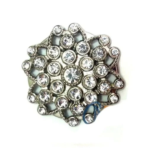 Taşlı Yulak Broş, Sandık Süsü 4,5 Cm - Nikel, 10 Adet