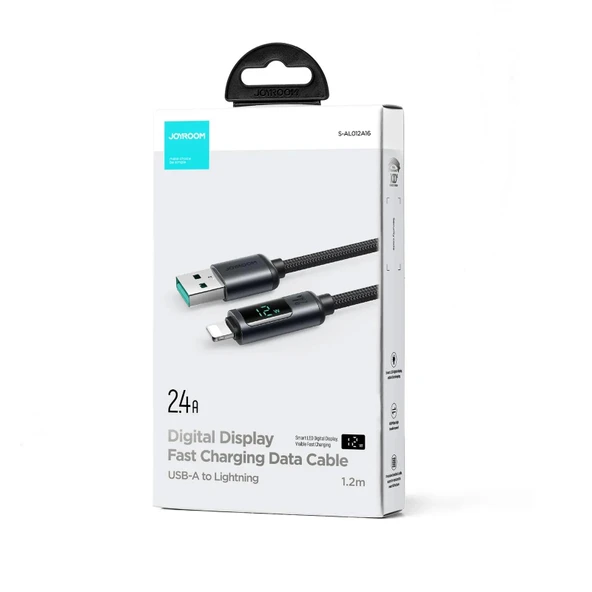 Joyroom 2,4A USB'den Lighting Dijital Ekranlı Göstergeli Şarj Kablosu 1.2MT - 3