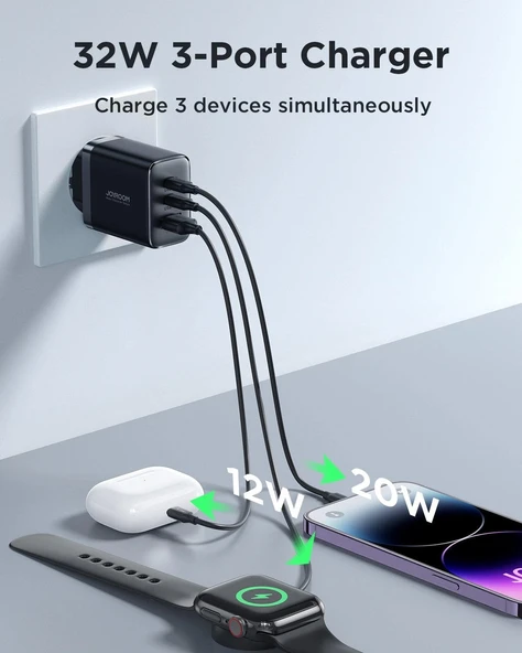 Joyroom TCF10 1 Usb 2 Type-c Çıkışlı 32w Şarj Adaptörü - 3