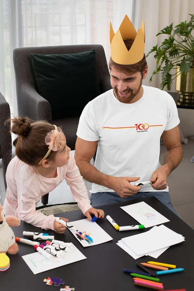 2'li Göztepe 100. Yıl - Şan Şeref Dolu 100 Yıl Kısa kollu bisiklet yaka t-shirt Baba Kız - 4
