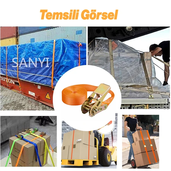 Spanzet Sonsuz Gırgır Yük Gerdirme Halatı Eşya Sabitleme Sapan 3 Metre Yük Taşıma Kamyoncu İpi - 4