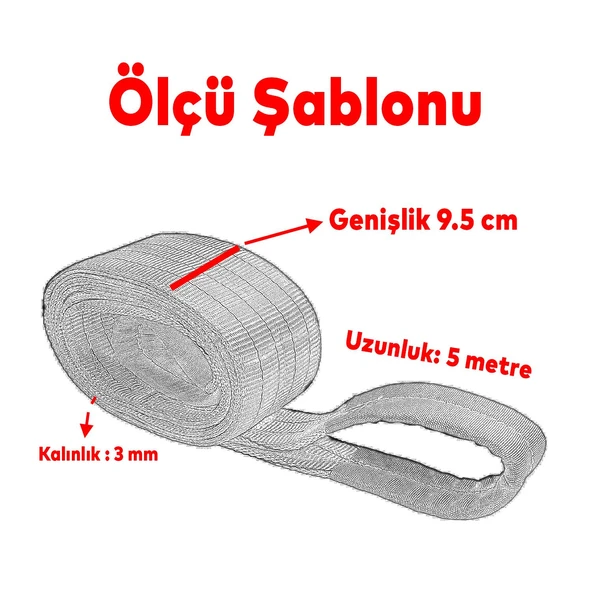 Polyester Sapan Spanzet 4 Ton 5 Metre Gri Sağlam Yük Kaldırma Taşıma İndirme Halat - 3