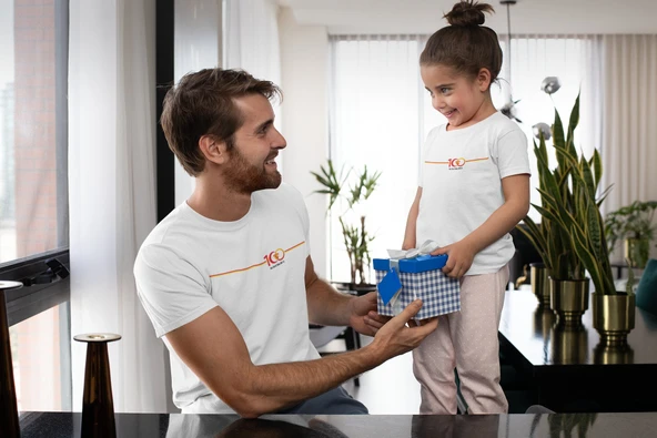 2'li Göztepe 100. Yıl - Şan Şeref Dolu 100 Yıl Kısa kollu bisiklet yaka t-shirt Baba Kız - 3