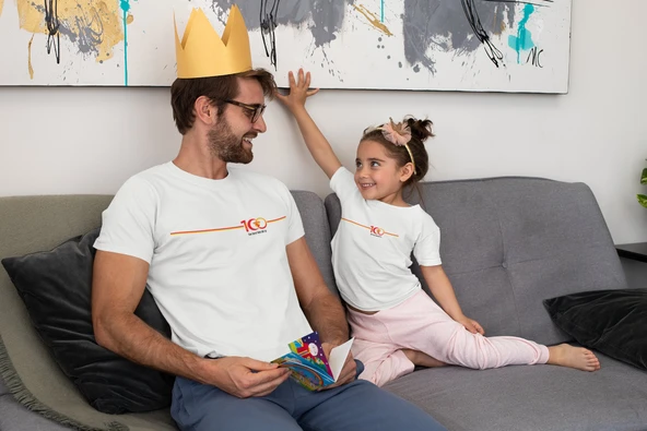 2'li Göztepe 100. Yıl - Şan Şeref Dolu 100 Yıl Kısa kollu bisiklet yaka t-shirt Baba Kız - 2