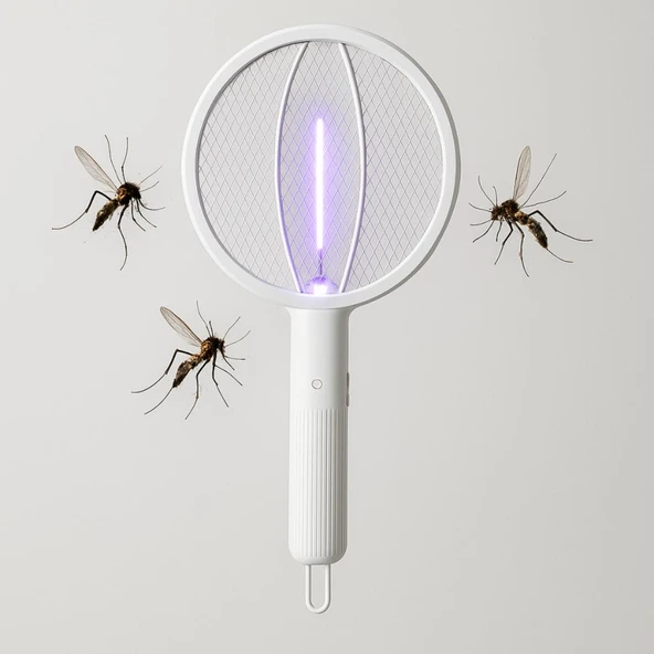 Coofbe Katlanabilir Şarjlı 12000maH 300V 5 Katmanlı Uv Işıklı Elektrikli Sivrisinek Öldürücü Raket Sinek Öldürücü Sineksavar