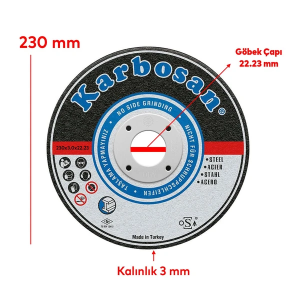 Metal Kesici Taş Disk Taşlama Spiral Demir Kesme Diski 230x3.0x22.23 mm - 2
