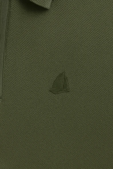 Erkek Kısakol Polo Yaka Fermuarlı Tshirt Haki - 5