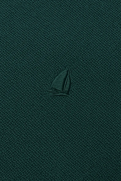 Erkek Kısakol Polo Yaka Fermuarlı Tshirt Yeşil - Resim 4