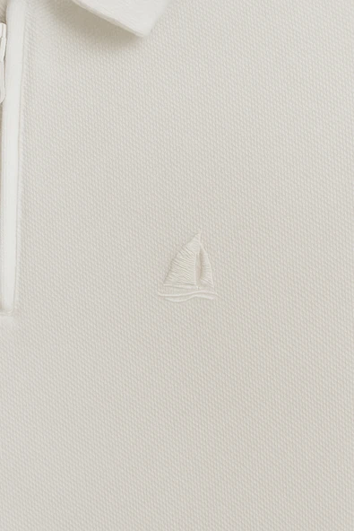 Erkek Kısakol Polo Yaka Fermuarlı Tshirt Beyaz - 5