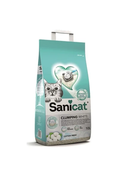 Sanicat Clumping White Topaklanan Kedi Kumu (KOTON FERAHLIĞI) 10 L