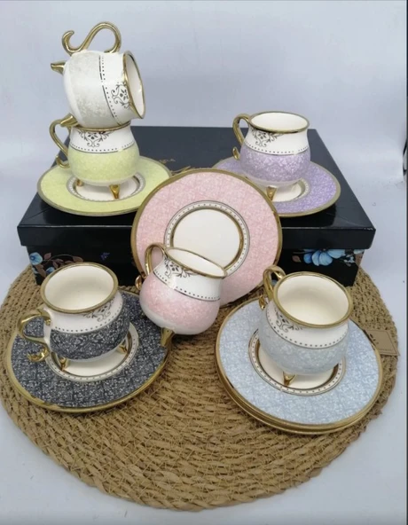 MTR 2024314 Kahve Fincanı Renkli Tombul 6'LI