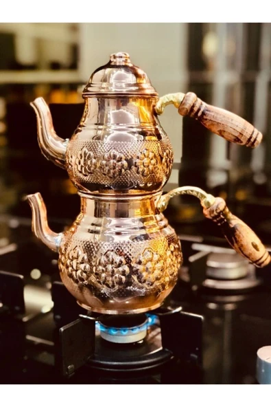 El Işlemesi Bakır Çaydanlık Papatya Model Küçük Boy