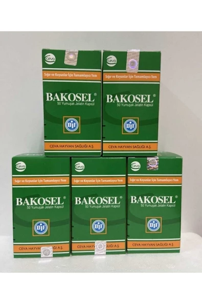 Ceva Bakosel 50 Yumuşak Jelatin Kapsül Vitamin Mineral Koyun Keçi Büyükbaş Kuzu 5 Kutu