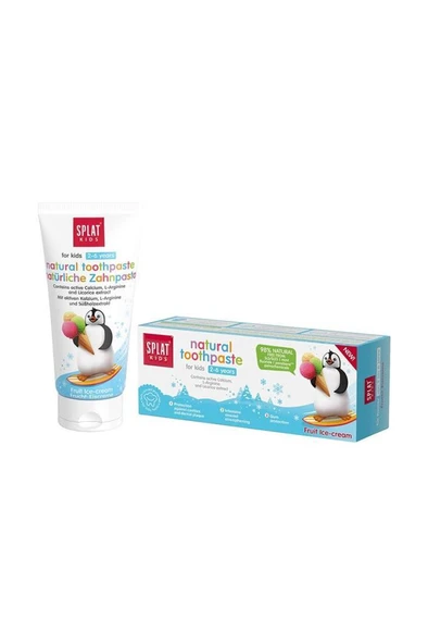 Splat Kids Natural Meyveli Dondurma 2-6 Yaş Florürsüz Çocuk Diş Macunu 50 ml