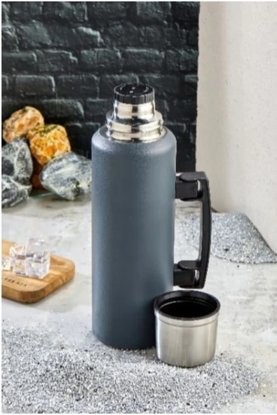 1.0 Litre Kulplu Paslanmaz Çelik Avcı Termos Lacivert