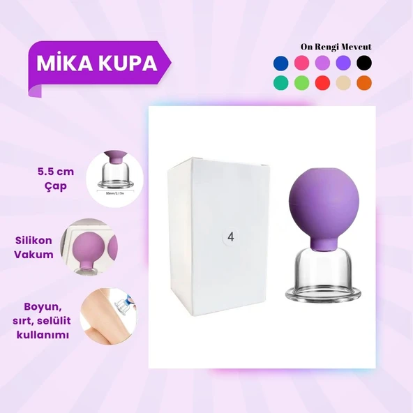 Silikon Vakumlu Mika Yüz Masaj Kupası No:4 Koyu Mor