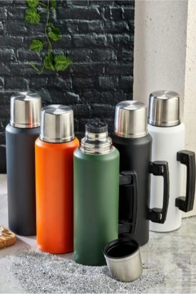 1.0 Litre Kulplu Paslanmaz Çelik Avcı Termos Lacivert - 2