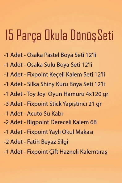 Kreş Anasınıfı Anaokulu Okul Kırtasiye Seti Okula Dönüş Seti 15 Parça Okul Seti - 2