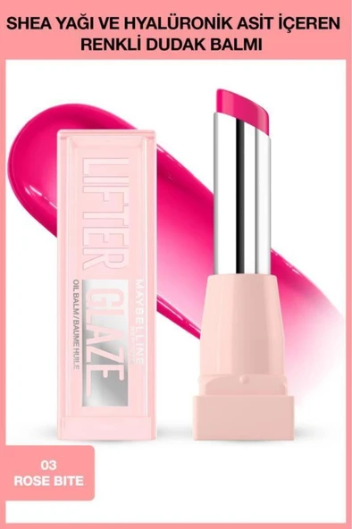 Maybelline New York Lifter Glaze Shea Yağı ve Hyalüronik Asit içeren Renkli Dudak Balmı - 03 Rose Bite ürün görseli 1
