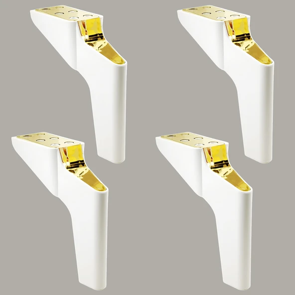 Logan  4 Adet Set 16 Cm Beyaz Altın Mobilya Tv Ünitesi Koltuk Kanepe Destek Ayağı Ayakları M8 Civata - Resim 2