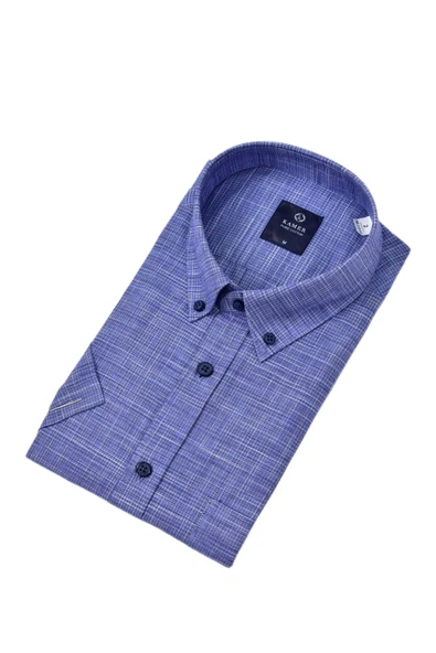 Erkek Klasik Piti Kare Kısa Kol Gömlek 9488 BGL-ST04570 - Resim 5